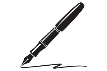 Black pen silhouette icon isolated on white background for office, writing, or education concept vector illustration