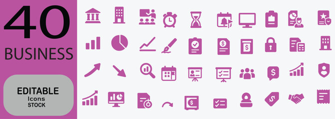 Set of 40 business icons vector
