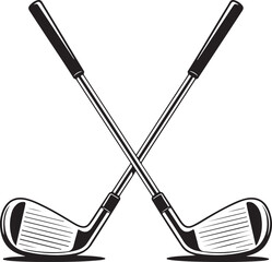 Pair of iron or wedge golf club flat vector icon for sports apps and websites