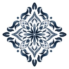 Design for ceramic tiles, majolica, watercolor ornament. hand drawing plate decoration
