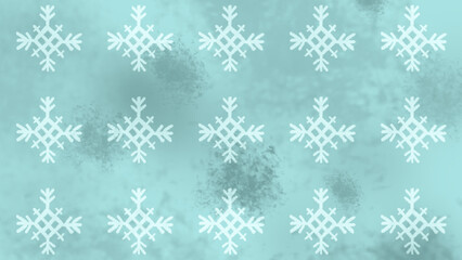 Snowflake Repeat Pattern against Blue Textured Background	
