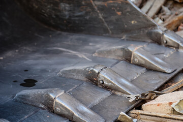 Detail eines Bagger an einer Baustelle.