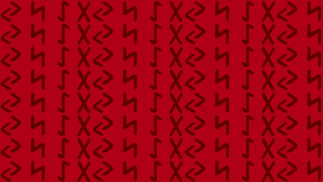 Yule Rune Repeat Pattern against Red Background