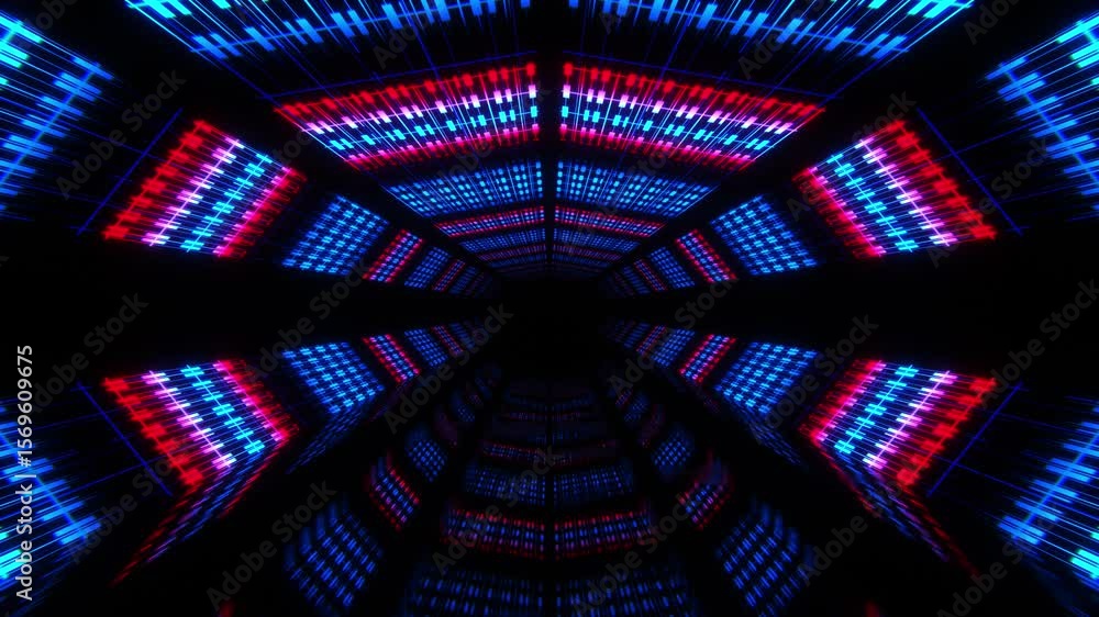 Poster futuristic corridor neon symmetry animation loop