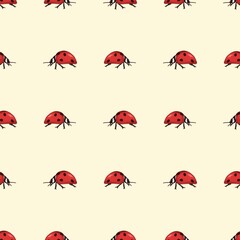 Seamless colorful cute ladybug print pattern