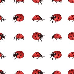 Seamless colorful cute ladybug print pattern