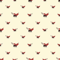 Seamless colorful cute ladybug print pattern