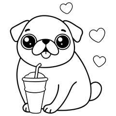 dog with a cup of coffee