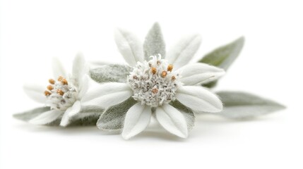 Two Edelweiss flowers close-up