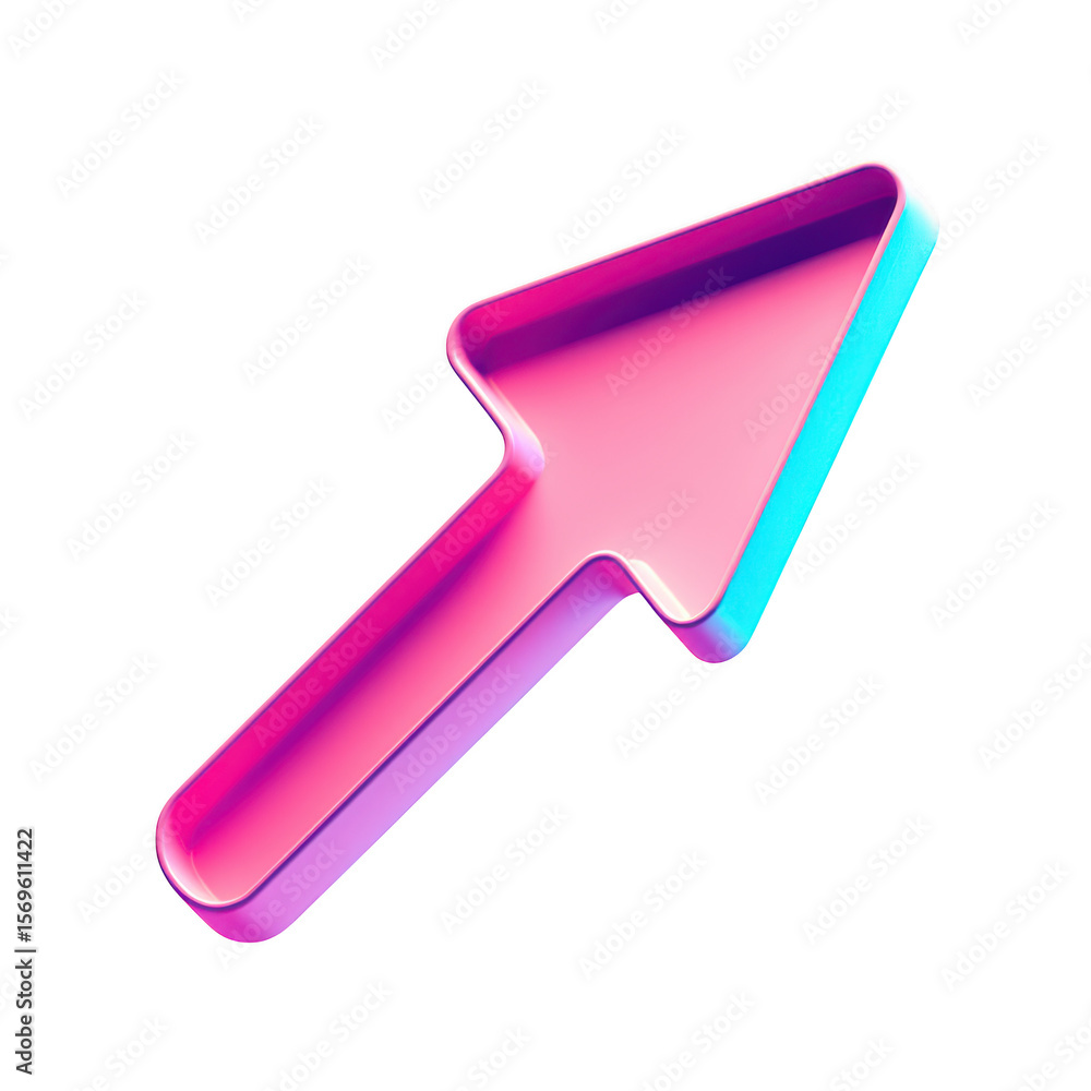 Fototapete a modern 3d rendered cursor arrow with a vibrant pink and cyan gradient glow isolated on a transpare