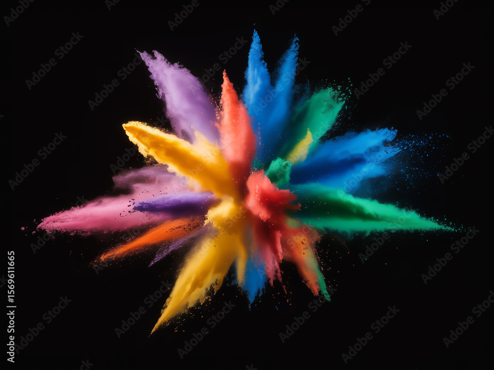 Poster a vibrant explosion of colorful powder creates an abstract and dynamic effect