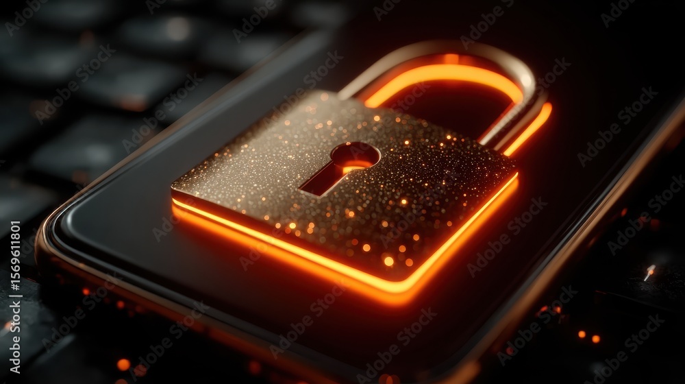 Aufkleber glowing padlock on a smartphone, illustrating secure mobile endpoint access and the importance of cl