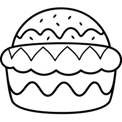 Easter Cake Outline Vector Art