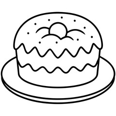 Easter Cake Outline Vector Art