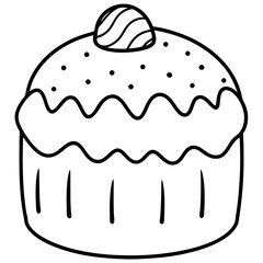 Easter Cake Outline Vector Art