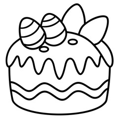 Easter Cake Outline Vector Art