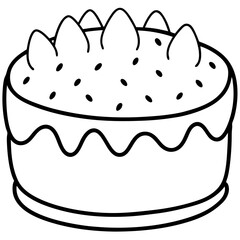 Easter Cake Outline Vector Art