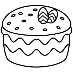 Easter Cake Outline Vector Art
