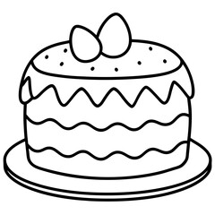 Easter Cake Outline Vector Art