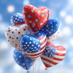 Patriotic Heart Balloons 4th of July Celebration Decorations, USA Holiday Party Decorations, Festive Heart Balloons for National Holiday
