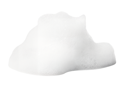 A white foam shape on a transparent background. The foam has a soft, irregular form resembling a cloud or a mound. It appears light and airy.