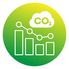 co2 gas, reducing carbon emission icon with a graph