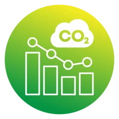 Fototapete Rund co2 gas, reducing carbon emission icon with a graph © nexusby