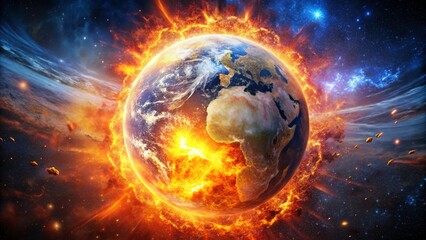 Fiery Cosmic Explosion Engulfing Planet Earth
