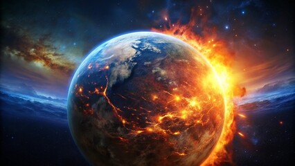 Fiery Cosmic Explosion Engulfing Planet Earth

