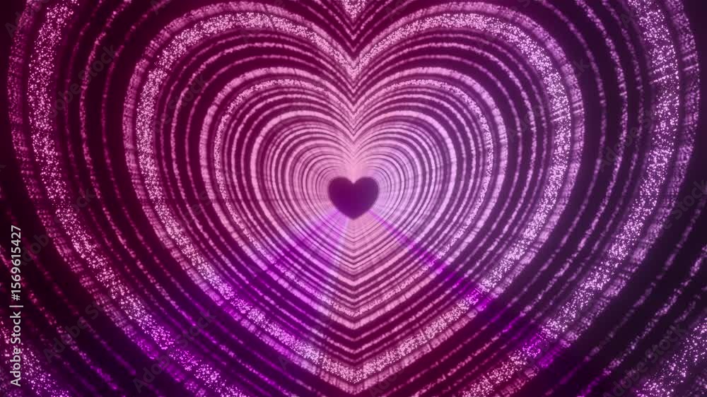 Poster heart tunnel with particles. computer generated 3d render