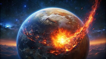 Fiery Cosmic Explosion Engulfing Planet Earth
