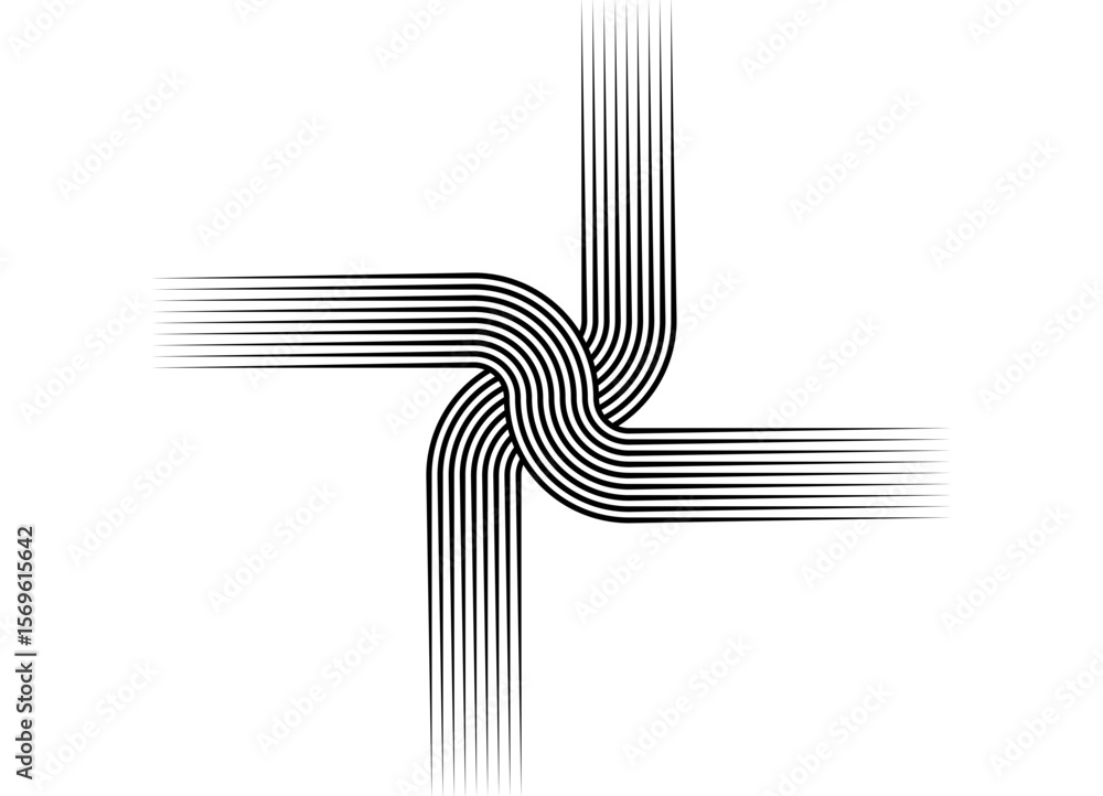 Poster vector striped pattern of black parallel lines on a white background in retro style. decorative desi