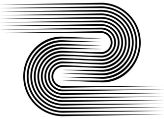 Vector pattern of black parallel lines on a white background in retro style. Design element for advertising, packaging, sportswear. Sports vector background. Competition. Logo