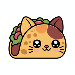 Cute Kawaii Cat Taco Character