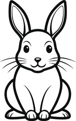 Black and white cartoon rabbit bunny animal