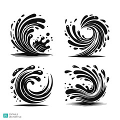 Fototapeta premium wave water illustration vector black and white background templates