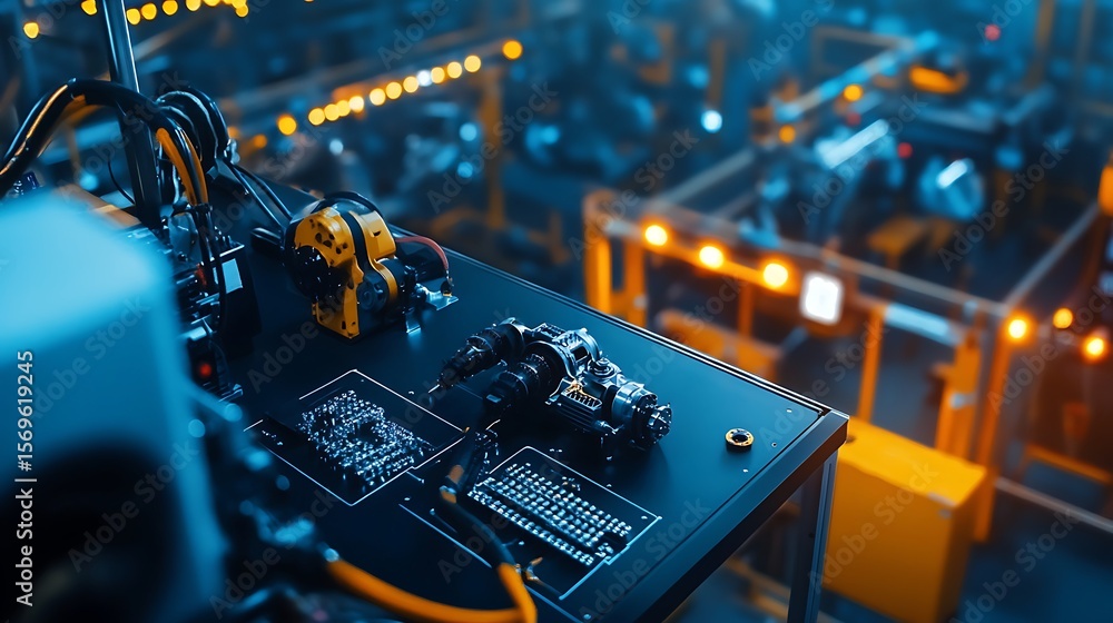 Aufkleber high-tech industrial factory environment with robotics and automated machinery amidst advanced manuf