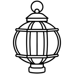 Elegant Lantern Line Art Vector