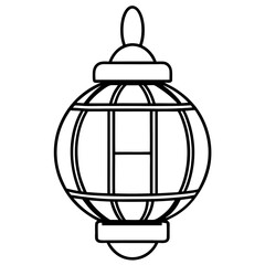 Elegant Lantern Line Art Vector