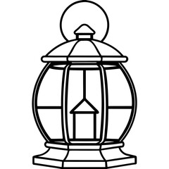 Elegant Lantern Line Art Vector
