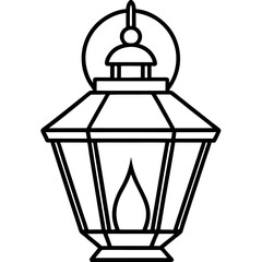 Elegant Lantern Line Art Vector