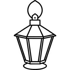 Elegant Lantern Line Art Vector