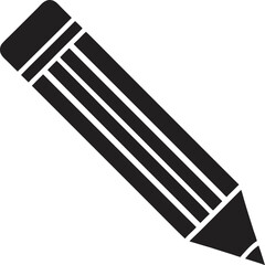Black pencil with eraser writing drawing vector icon