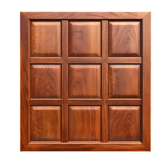 Rich Mahogany Wood Paneling: Nine Square Design, Elegant and Luxurious Texture.