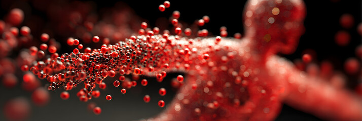 Astaxanthin Antioxidant Support A 3D render of astaxanthin molecules fighting free radicals, with a glowing, healthy body