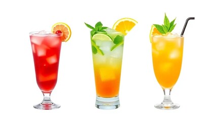 Fototapeta premium Bunte Cocktail-Klassiker: Sex on the Beach, Sea Breeze, Planter’s Punch & Painkiller