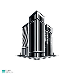 building logo  illustration style vector black and white background templates
