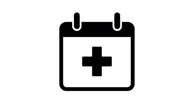 Minimalist medical appointment calendar icon with cross symbol