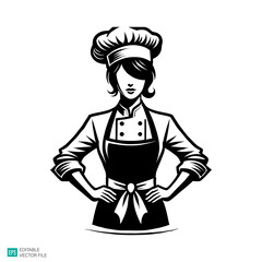 chef logo  illustration style vector black and white background templates
