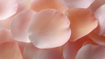 Delicate pink rose petals scattered gracefully, showcasing soft textures and subtle gradients, creating a serene and romantic atmosphere for floral arrangements and design projects